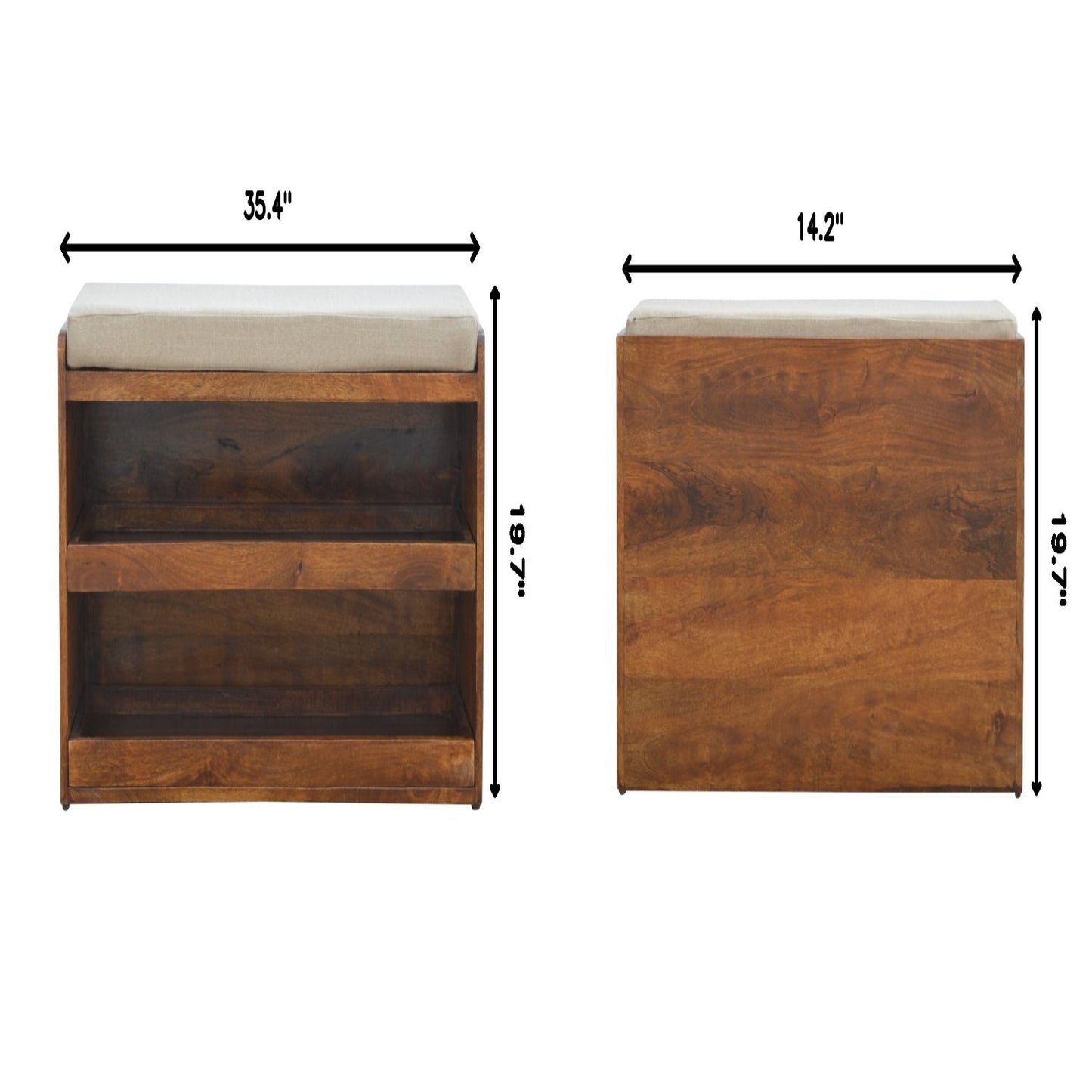 Pull Out Shoe Bench - Chestnut / Mud Linen