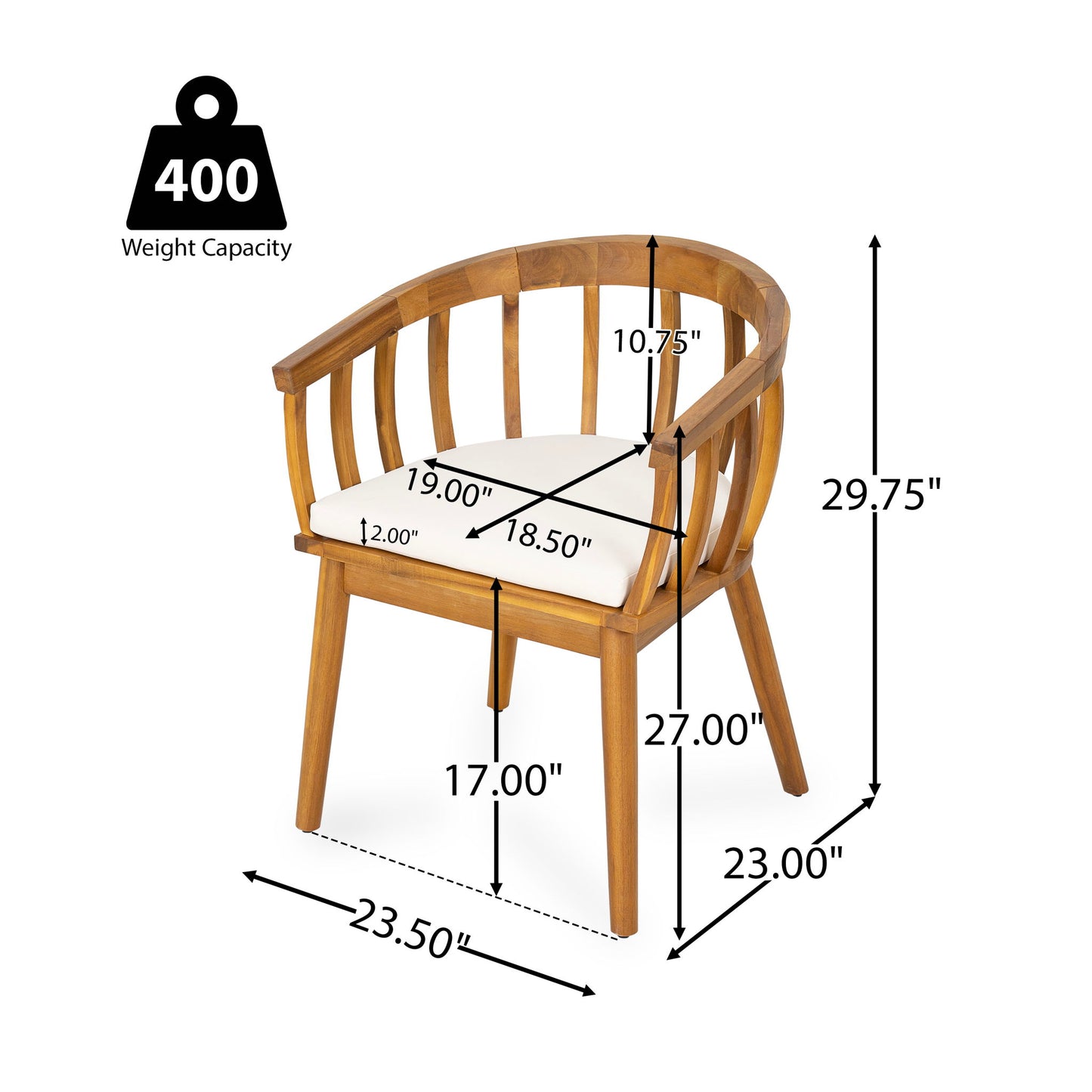 Klismos - Dining Armchair (Set of 2) - Teak / Beige