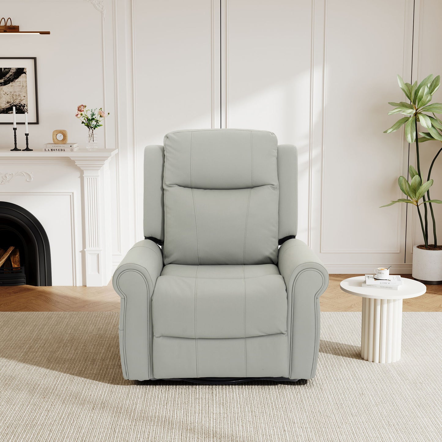 Manual Recliner Chair With 270 Degree Swivel, Massage & Heating, Dual Reclining Positions
