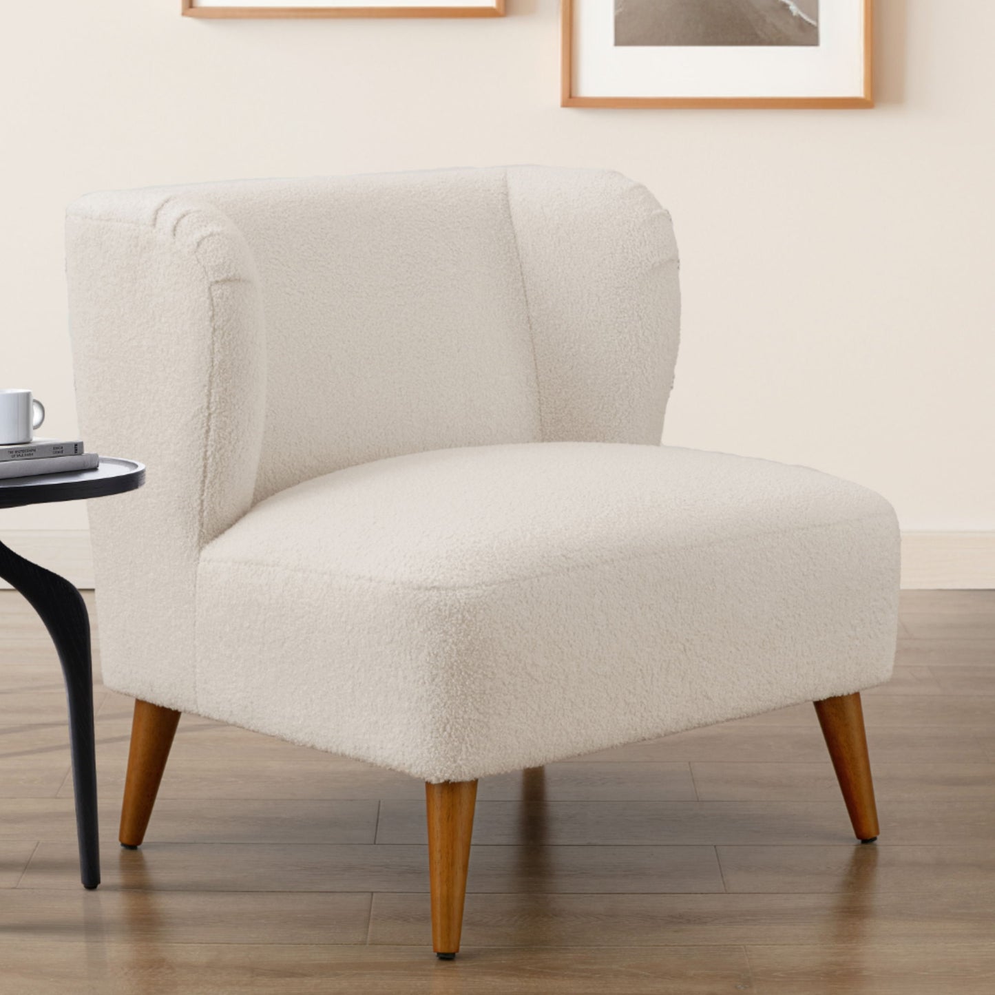 Veda - Accent Chair With Wrap Around Back Boucle - White