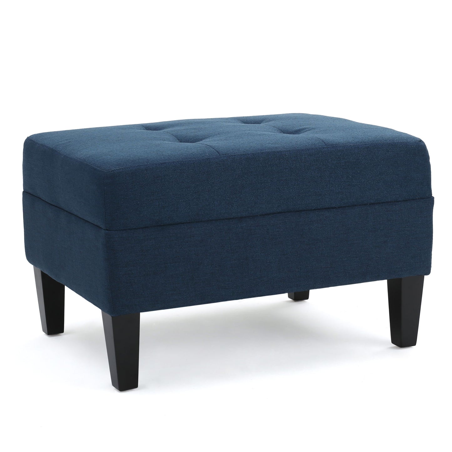 Ottoman With Birch Wood Legs And Cushioned Top For Comfort