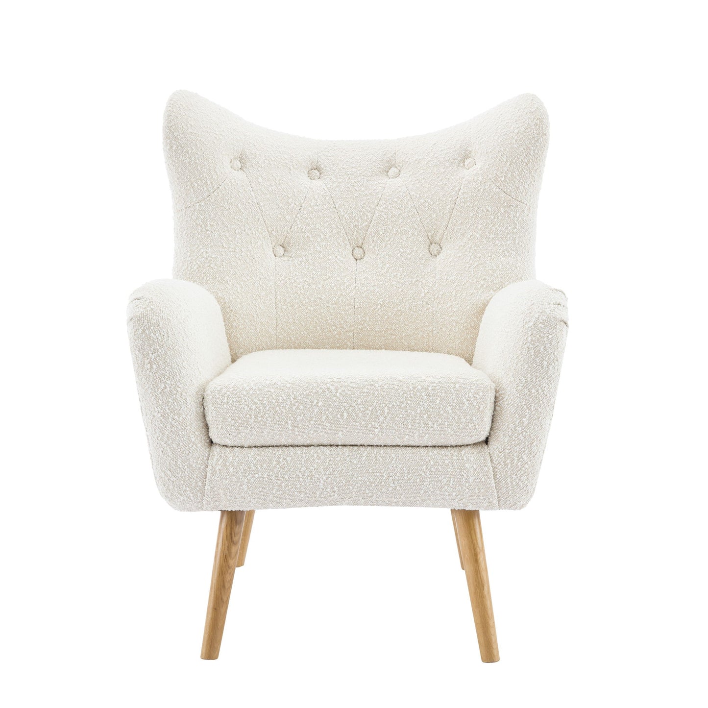 Mid - Century Modern Arm Chair With Wingback Design Wood Legs