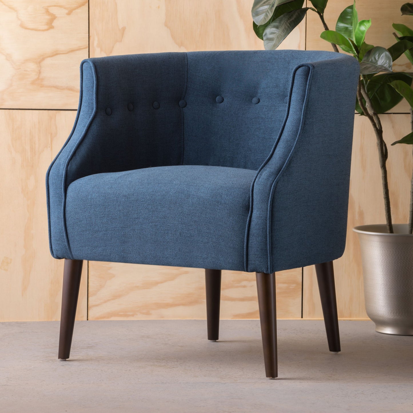 Contemporary Upholstered Club Chair With Button Tufting