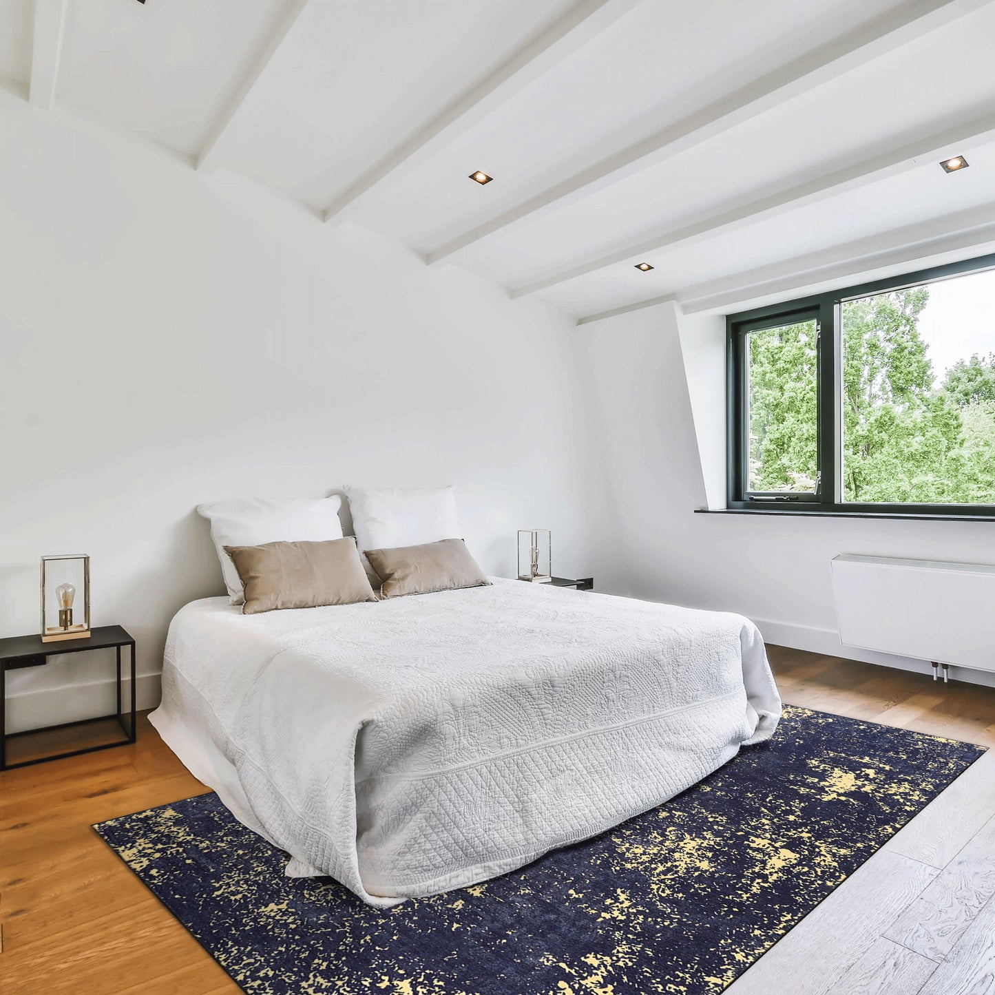 Maval - 8' X 10' Washable Area Rug - Black / Gold