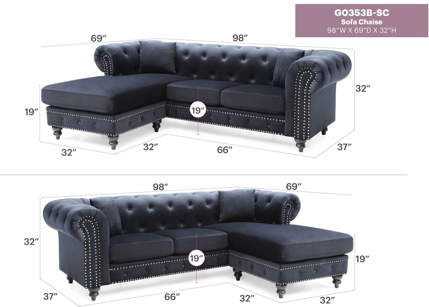 Nola - Luxurious Design Sofa Chaise