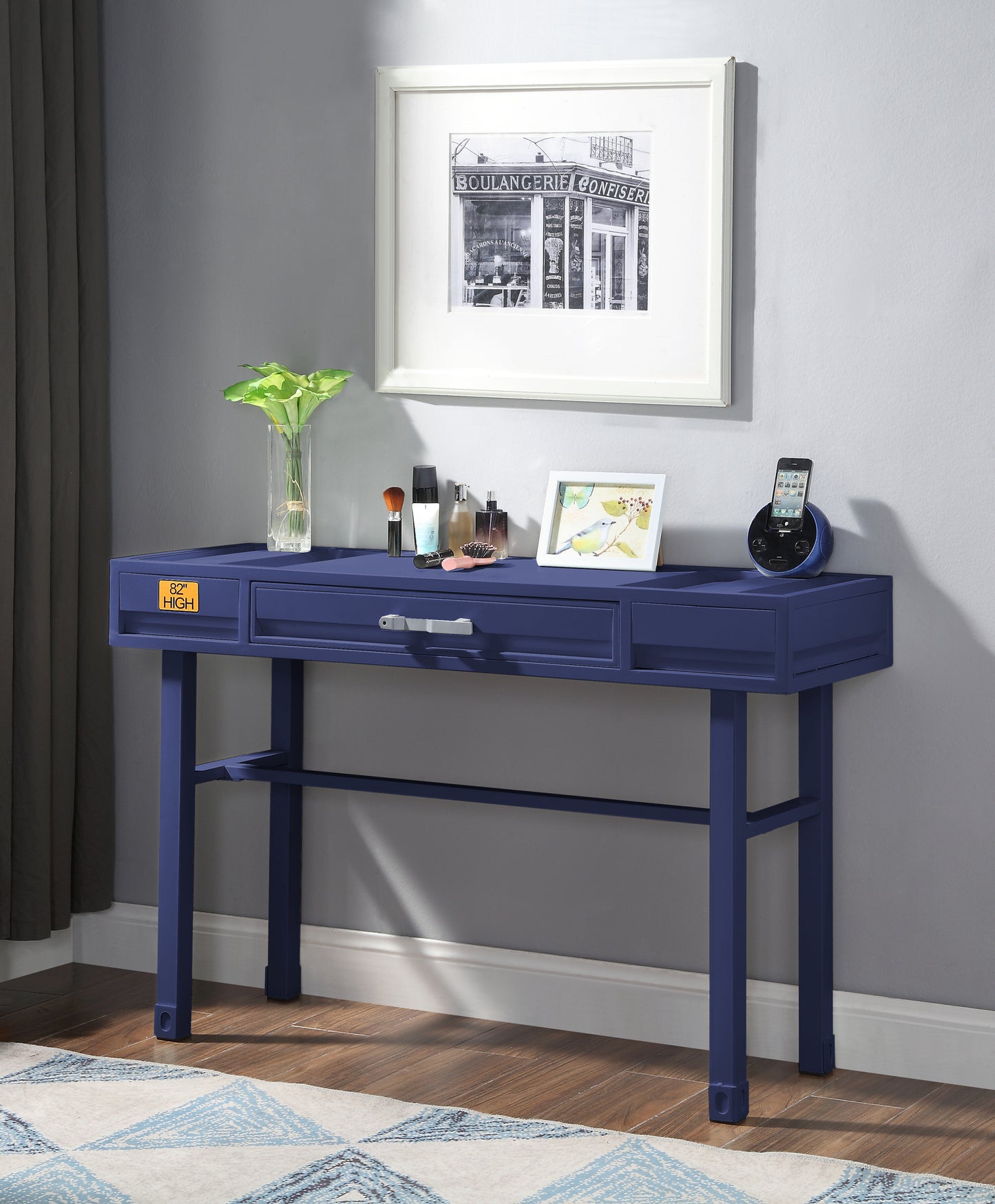 Cargo Blue Finish Vanity Desk