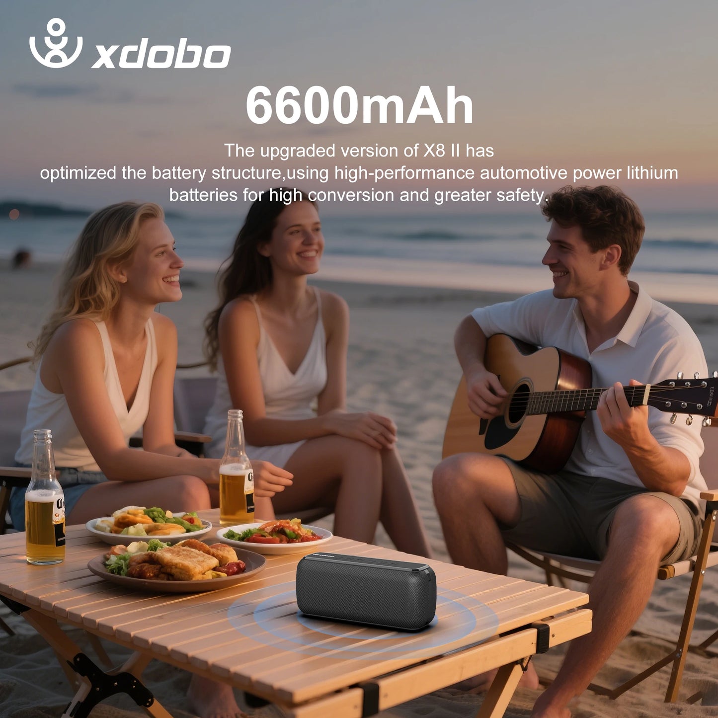 XDOBO Speaker Wireless 60W Soundbar X8 II Heavy Bass 6600mAh Battery Home Office Outdoor Riding Camping Party Music Player