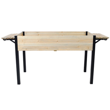 Raised Garden Bed With Metal Legs And Folding Storage Shelf