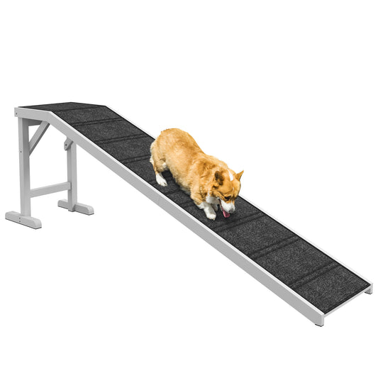 PawHut Dog Ramp for Bed, Pet Ramp for Dogs with Non-Slip Carpet and Top Platform, 74' x 16' x 25', White