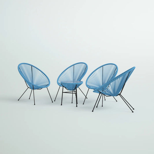 Outdoor Conversation Set With Ergonomic Lounge Chairs And Tempered Glass Table