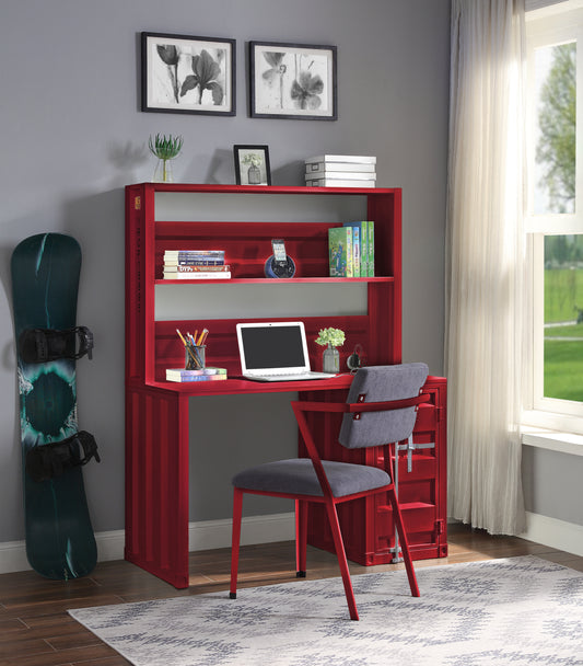 Cargo Red Finish Writing Desk W/Hutch