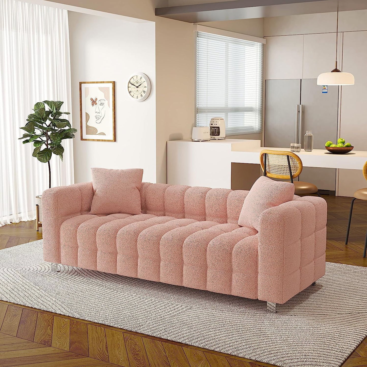 Modern 3 Seater Sofa With 2 Pillows