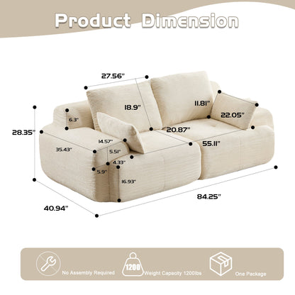 Compressed Sofa, 2 Seater Large Sectional Couches For Living Room - Beige