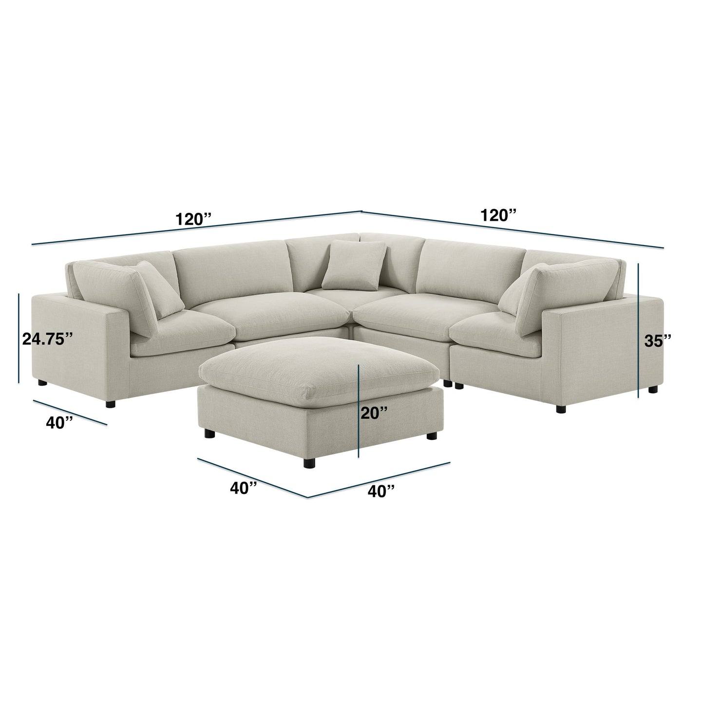 Cassandra - Modular 6 Piece Sectional - Beige