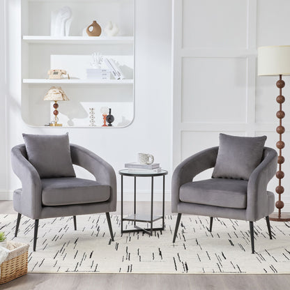 Open Back Accent Chair, Round Sofa Lounge Armchair - Charcoal