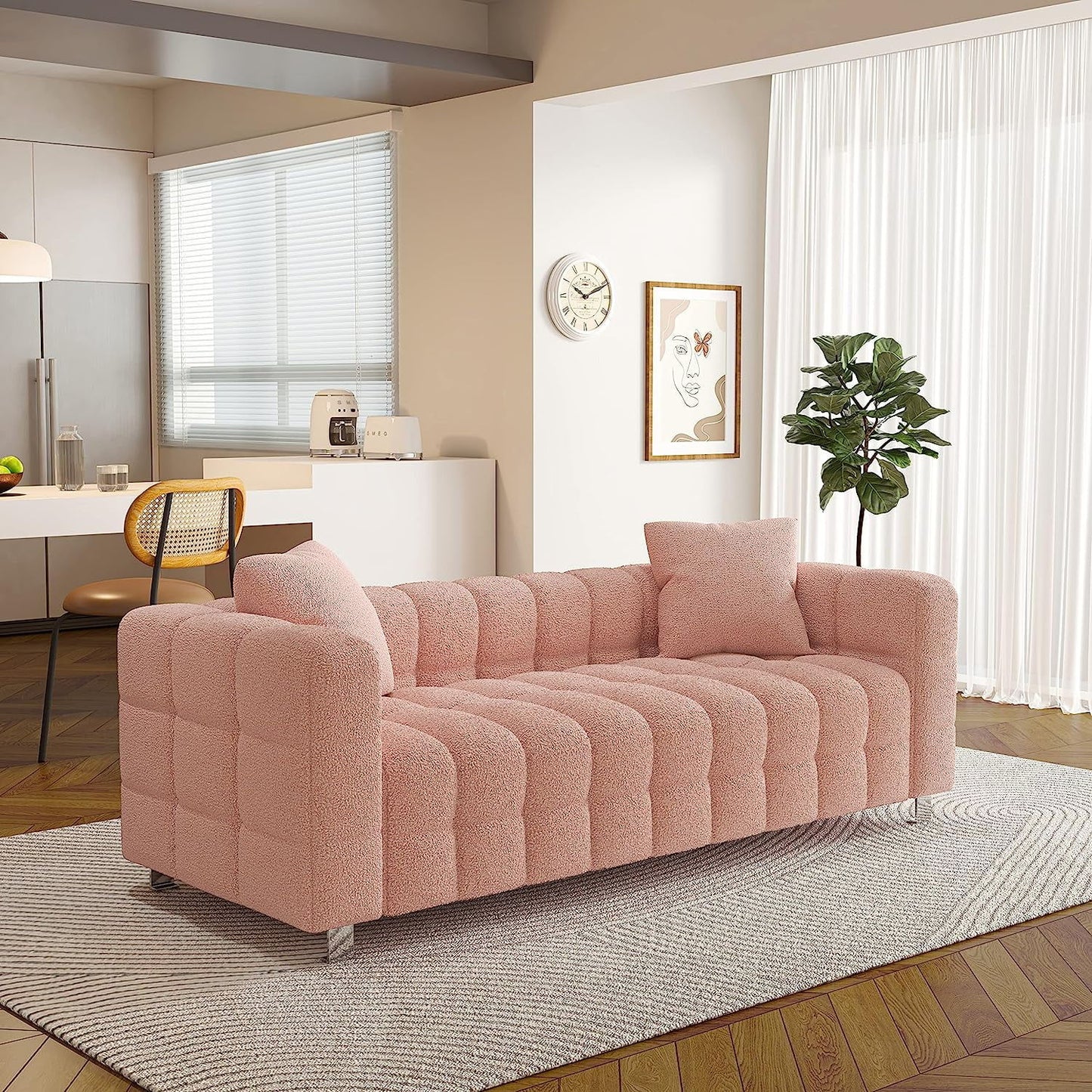 Modern 3 Seater Sofa With 2 Pillows