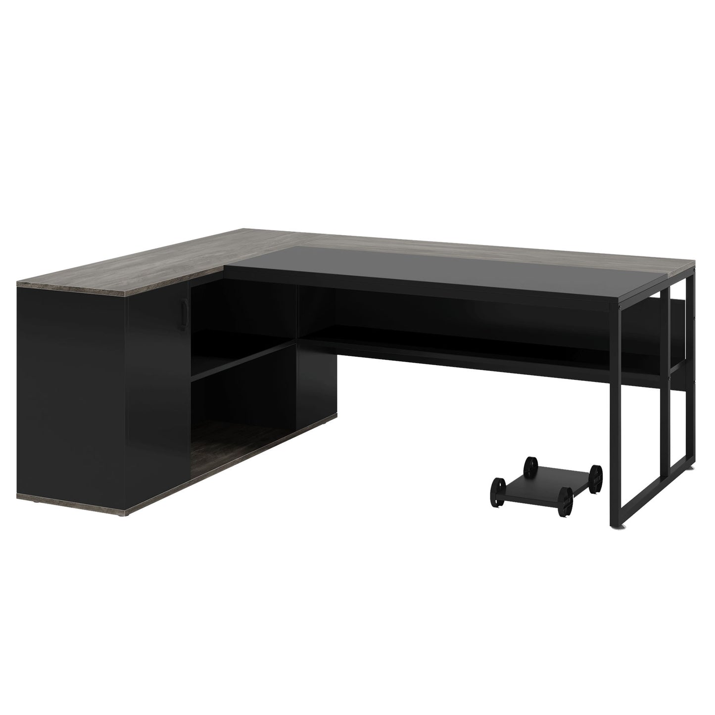 L-Shaped Executive Desk With Cabinet Storage