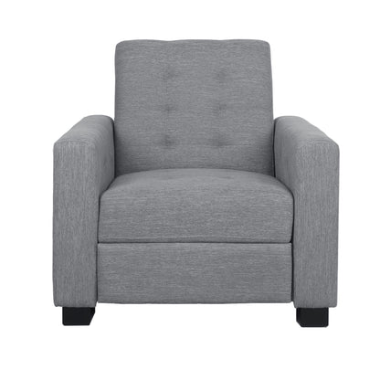 Contemporary Recliner Chair With Push Back Function And Birchwood Legs