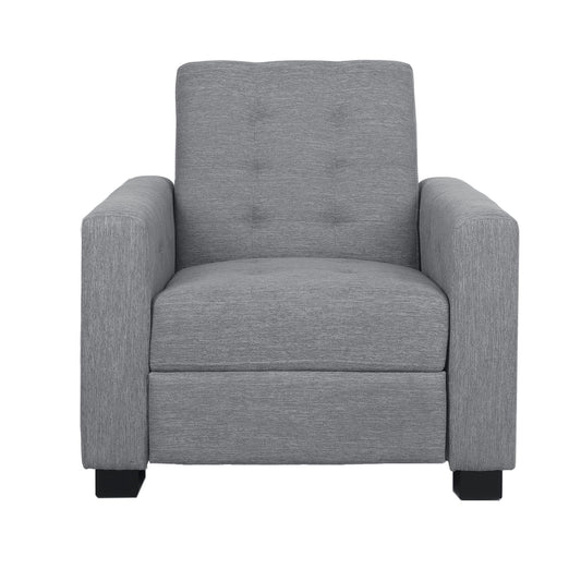 Contemporary Recliner Chair With Push Back Function And Birchwood Legs