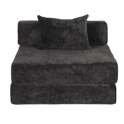Convertible Floor Sofa Bed With Fixed Shape Frame For Living Room - Black