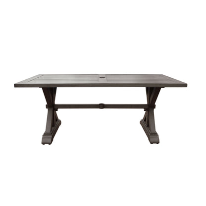Modern Outdoor Dining Table With X Shaped Legs, Umbrella Hole