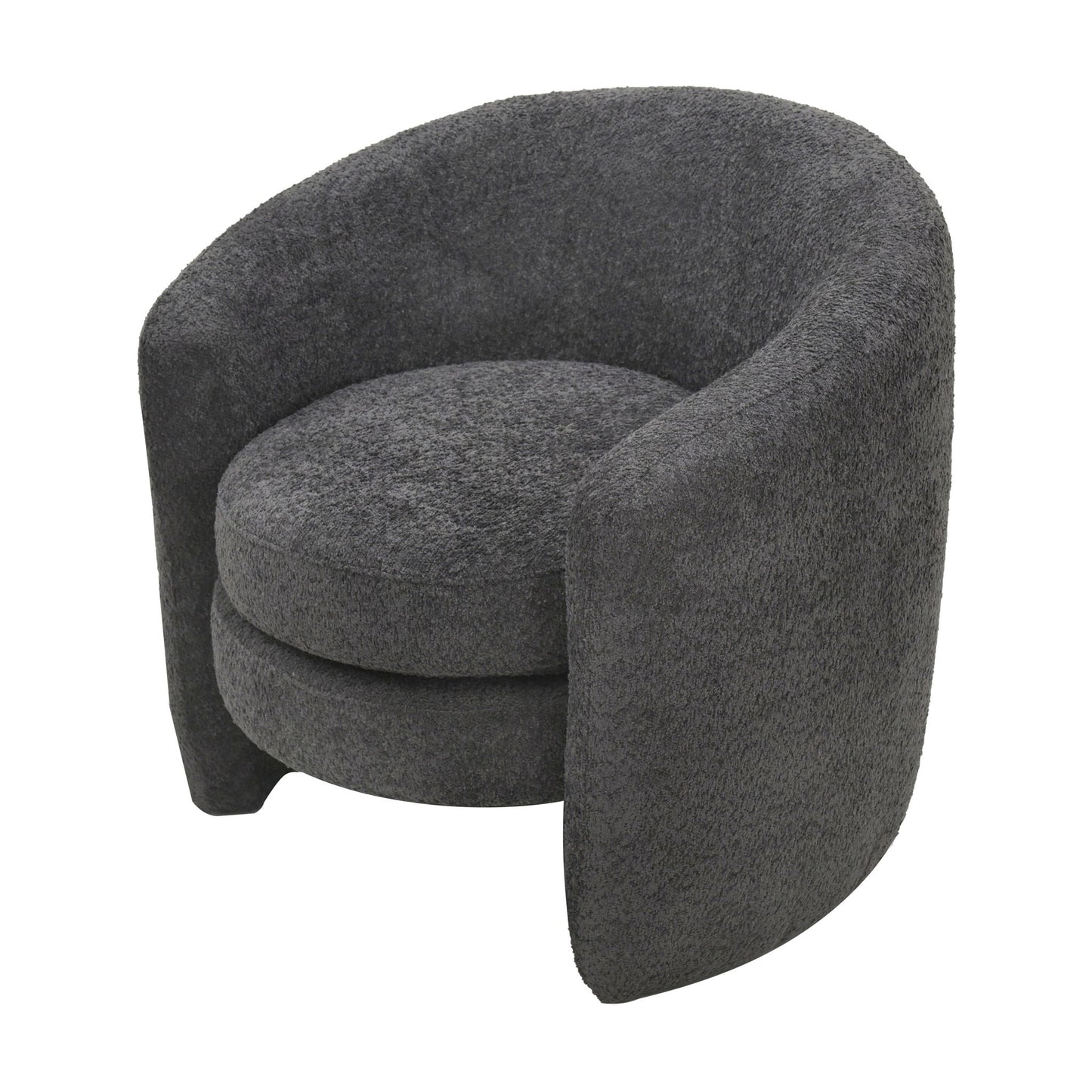 Affinity Modern Curved Back Upholstered Accent Chair With Soft Cozy Boucle Fabric - Dark Gray
