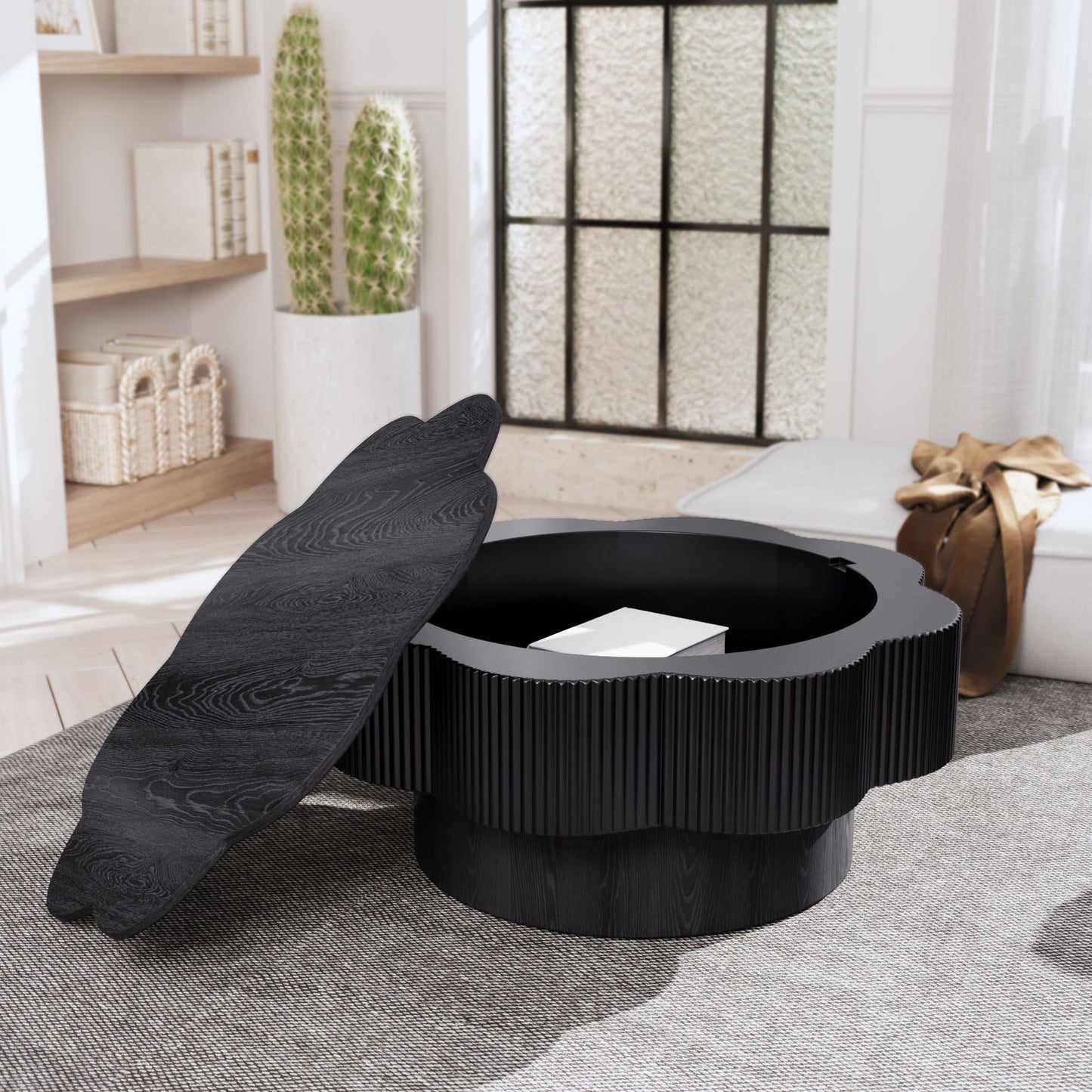 Modern Plum Blossom Shaped Coffee Table With Storage