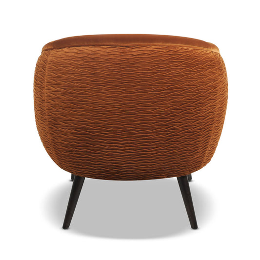 London - Mid-Century Modern Ruched Barrel Chair - Burnt Orange