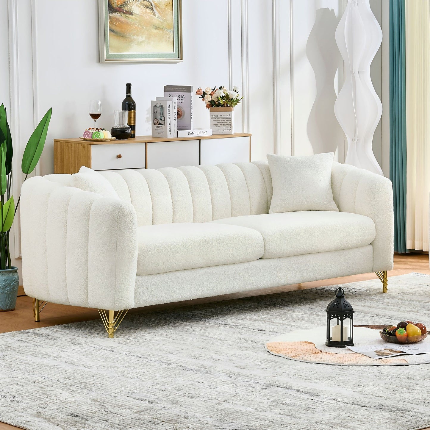 Tufted Oversized Sofa For Living Spaces - Beige