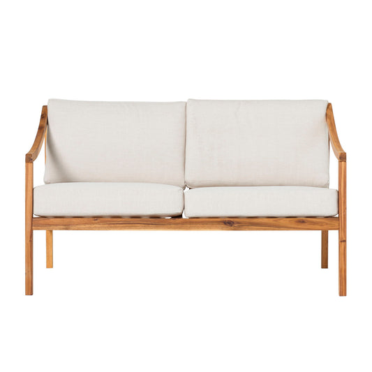 Modern Curved Arm Upholstered Outdoor Loveseat
