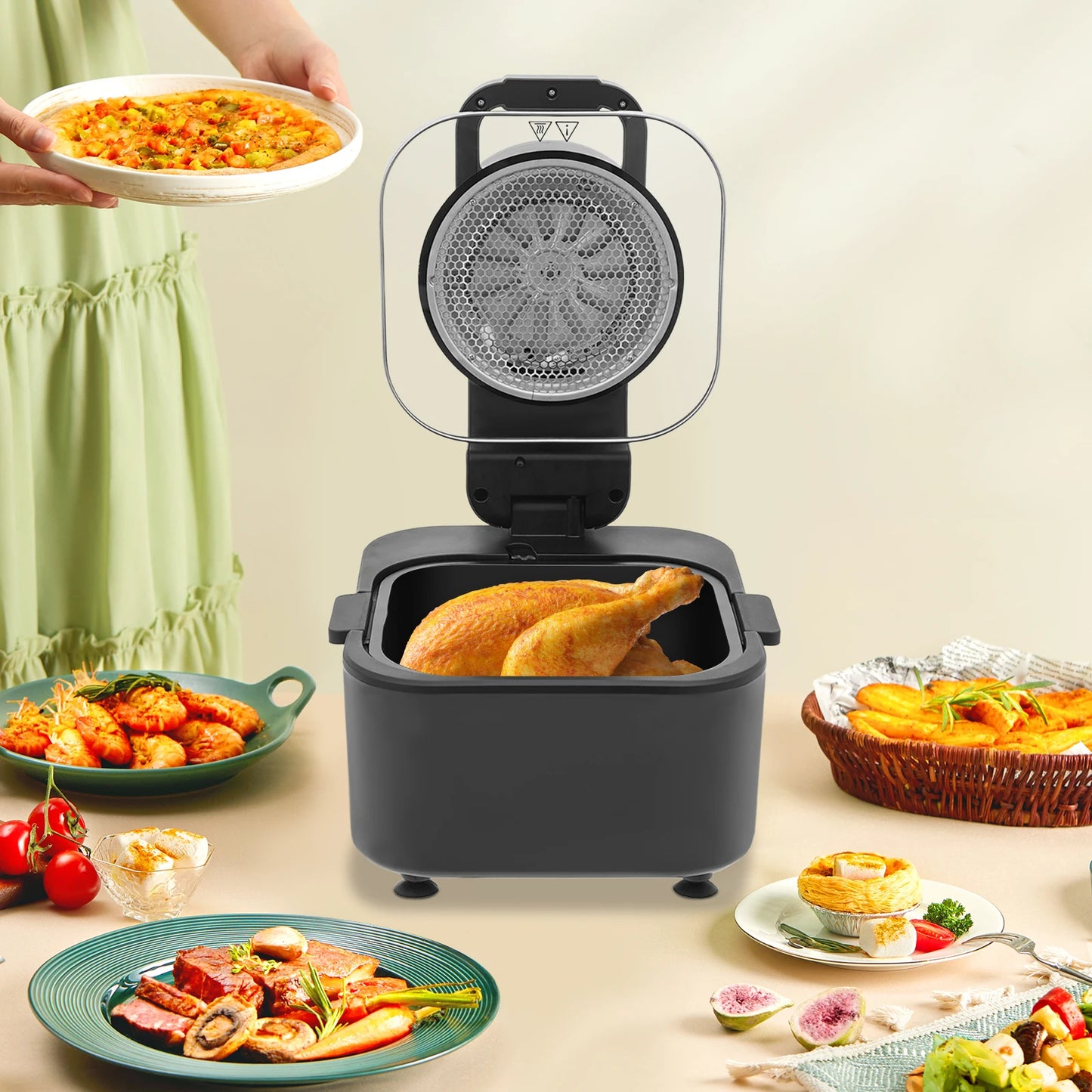 Digital Air Deep Fryer with Touchscreen - 9L Capacity, 1350W for Family & Party Cooking