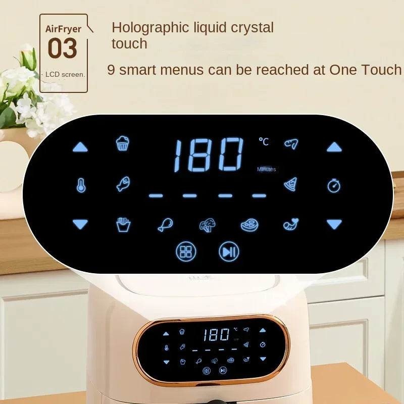 Air Fryer 4.5L Household Visual Window Smart Touch Electric Fryer French Fries Fryer Oil Free Oven Visualization 220V Hot sales