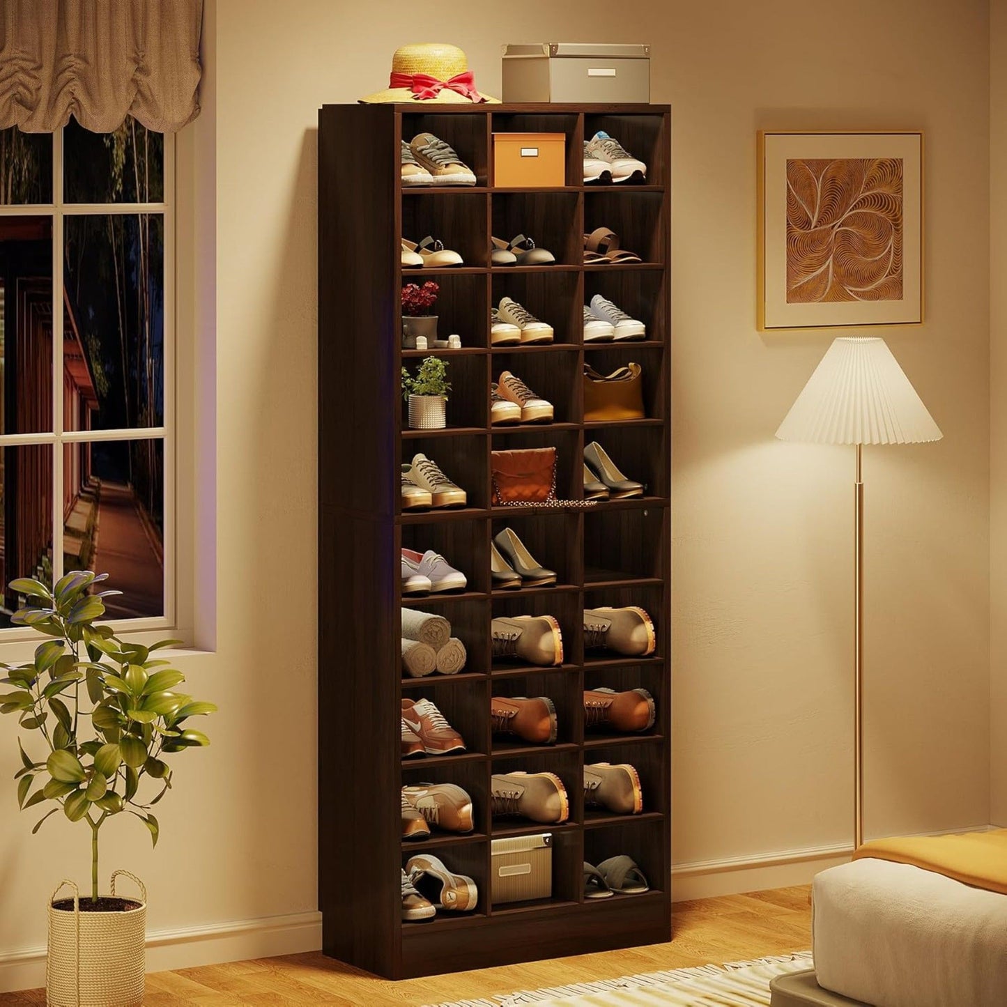 10 Tier Shoe Storage Cabinet With 30 Cubbies