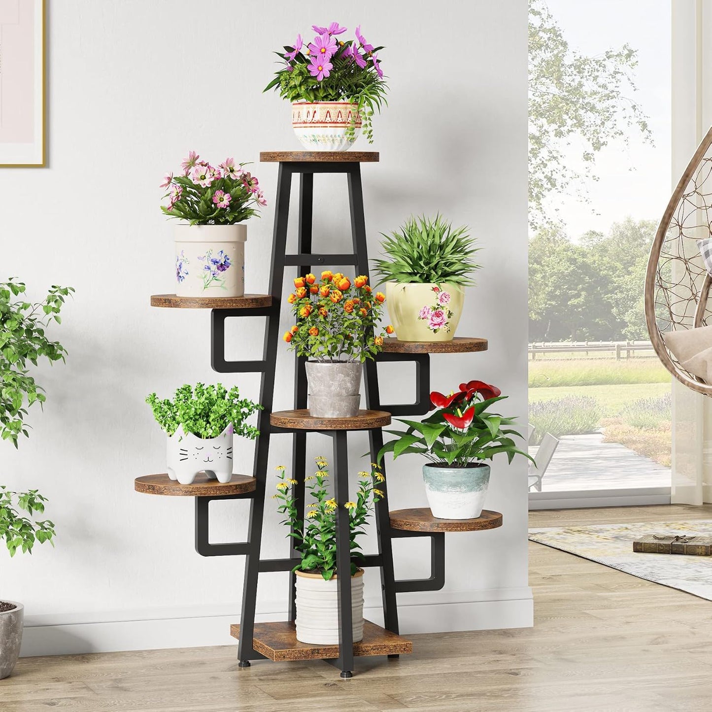 7 Tier Corner Plant Shelf With High Low Design For Living Room
