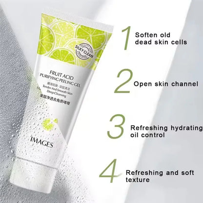 Natural Fruit Acid Peeling Gel Facial Cleansing Scrub Cream Deep Clean Moisturizing Nourishing Gentle Face Cleanser Skin Care