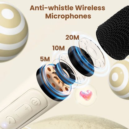 Bluetooth K12 Karaoke Machine Portable 5.3 PA Speaker System with 1-2 Wireless Microphones Home Family Singing Children's Gifts