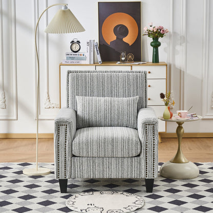 Accent Chair With Arms, Comfy Armchair For Living Room - Gray