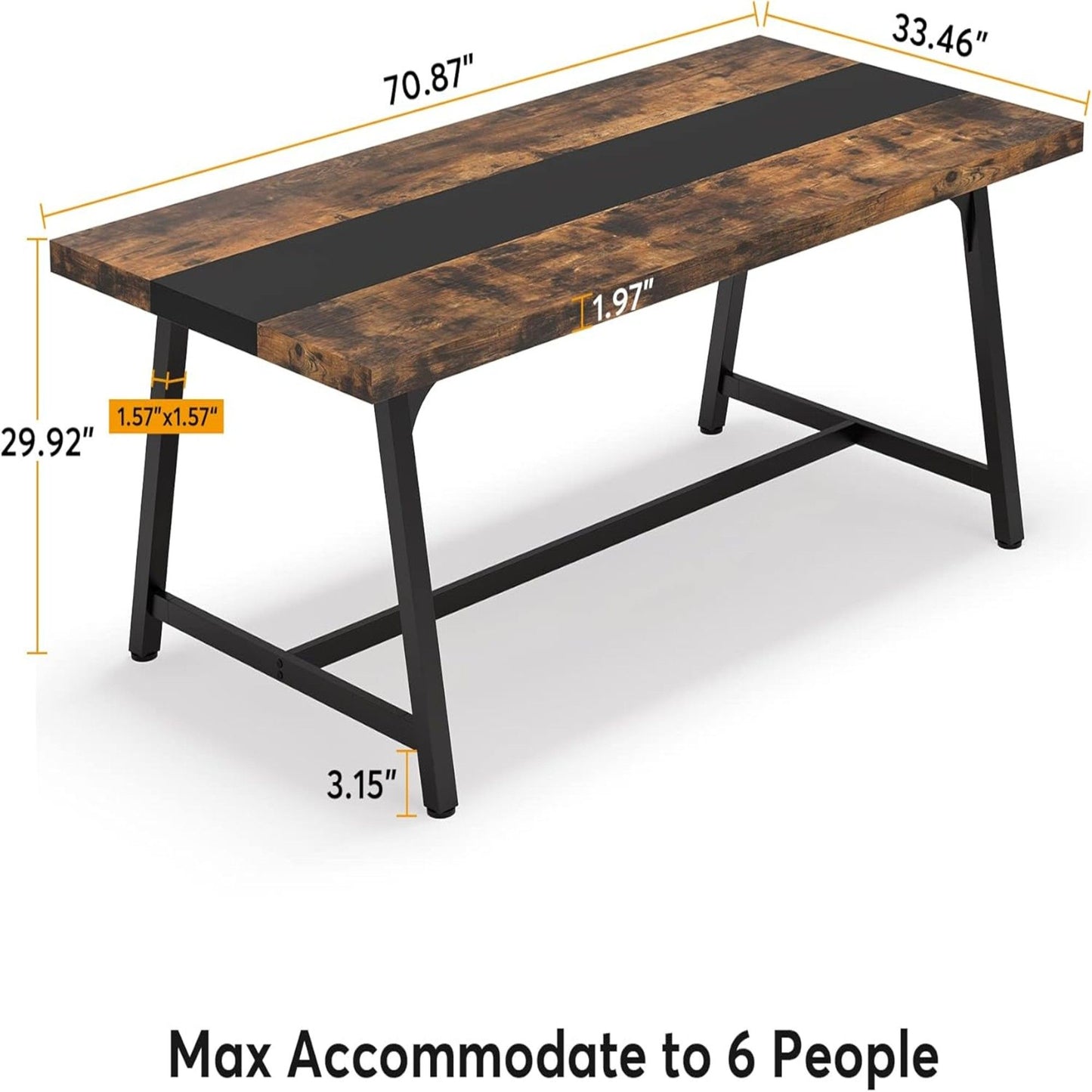 Modern Rectangular Conference Table For 6 - 8 People, Office Executive Desk
