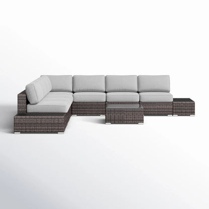 Wicker Sectional Seating Group With Plush Cushions