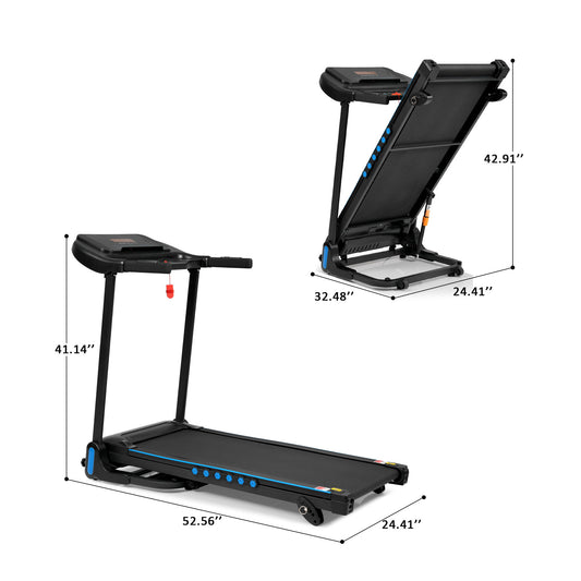 Incline Treadmill For Running & Walking, Hydraulic System Auto Folding With Type C & USB Charge For Android, 10Mph, Bluetooth Speaker - Black