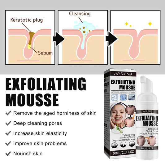 Exfoliating Mousse Face Scrub Shrinking Pores Anti Acne Blackhead Remove Oil Control Smooth Moisturizing Facial Foaming Cleanser