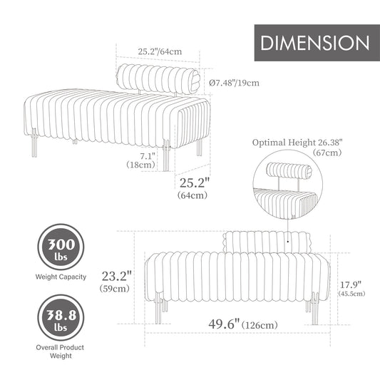 Mini Loveseat With Adjustable Backrest - Charcoal