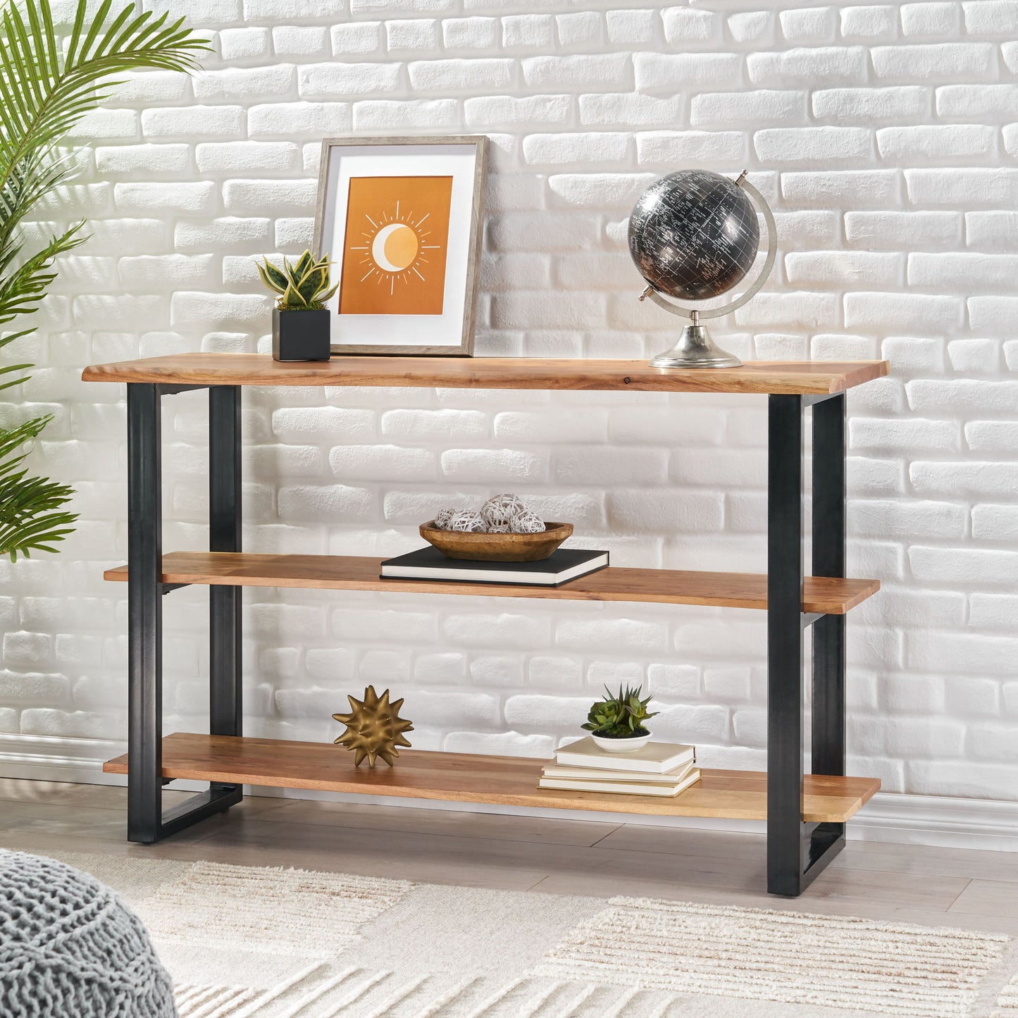 Industrial Media Console Table - Natural