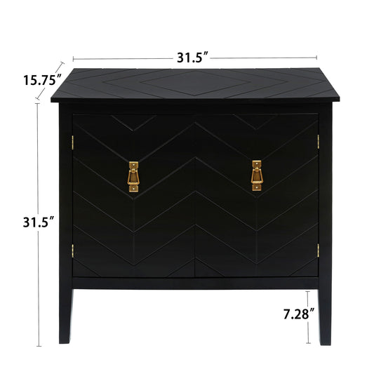 Vintage Style 2 Door Wooden Sideboard Cabinet For Living Room, Dining Room, Or Office - Black Wood