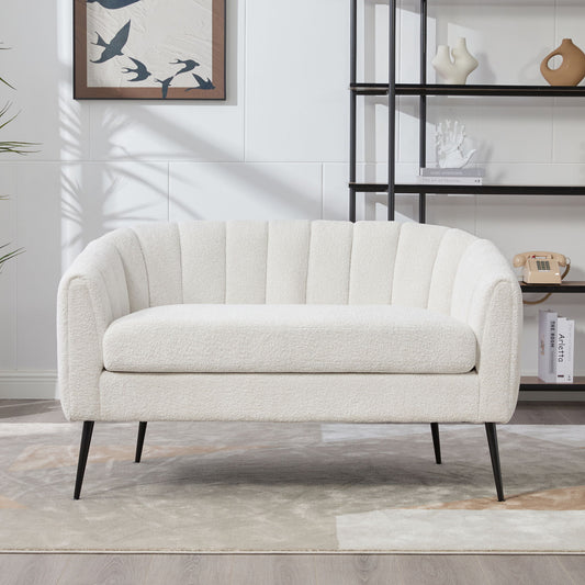 Glam Mini Loveseat, Accent Couch - Ivory