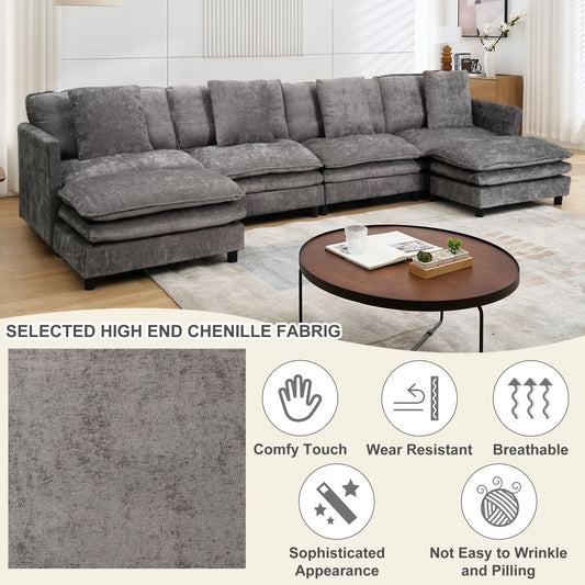 Modular U Shaped Sofa, With Adjustable Layout For Comfort And Durability - Gray