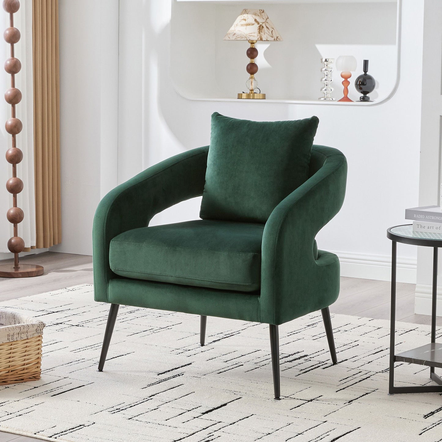 Open Back Accent Chair, Round Sofa Leisure Lounge - Green