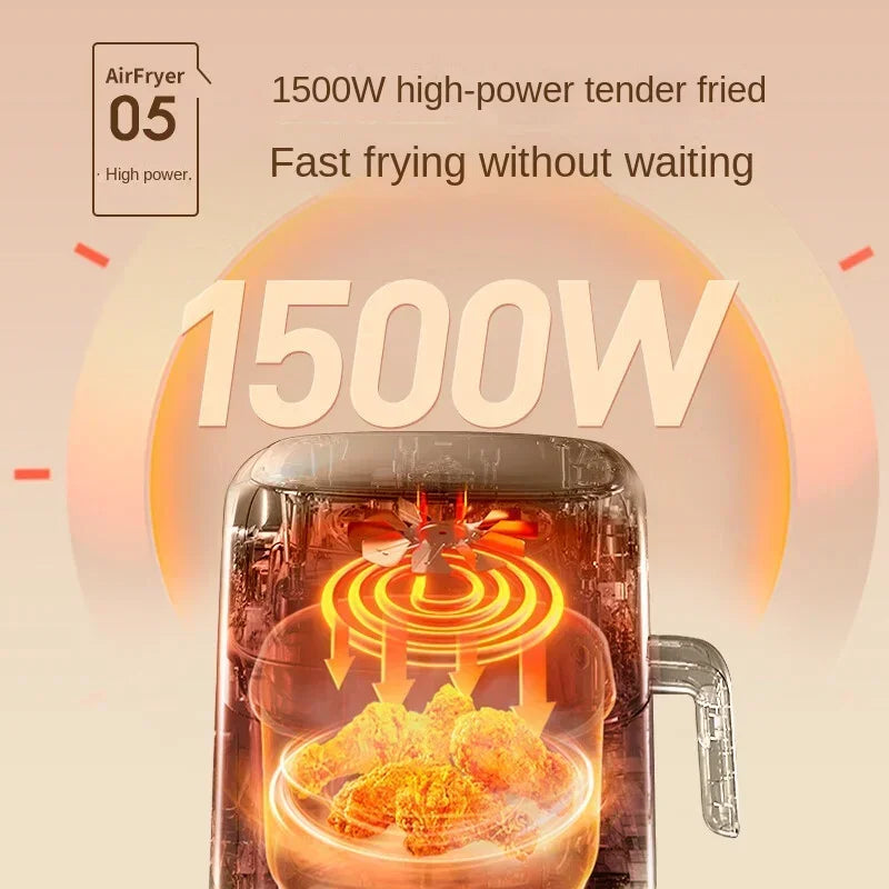 Air Fryer 4.5L Household Visual Window Smart Touch Electric Fryer French Fries Fryer Oil Free Oven Visualization 220V Hot sales