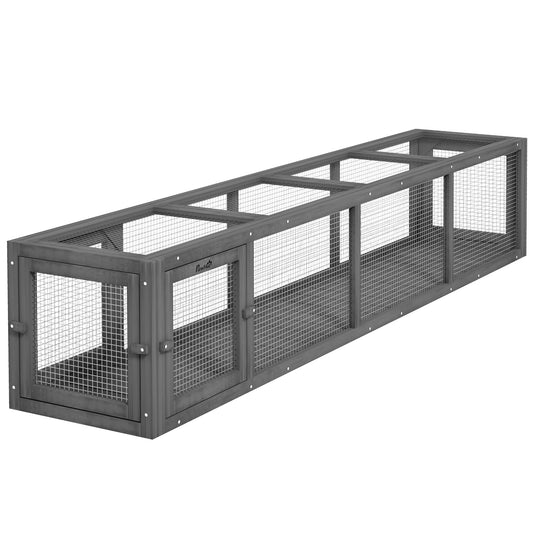 PawHut Outdoor Cat Tunnel with Extendable Design, 79' L Wooden Cat Run with Weather Protection, Connecting Inside and Outside, for Deck Patios, Balconies, Dark Gray