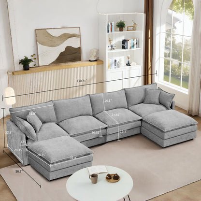 Modular U Shaped Sectional Sofa, 4 Seater Comfy Cloud Couch